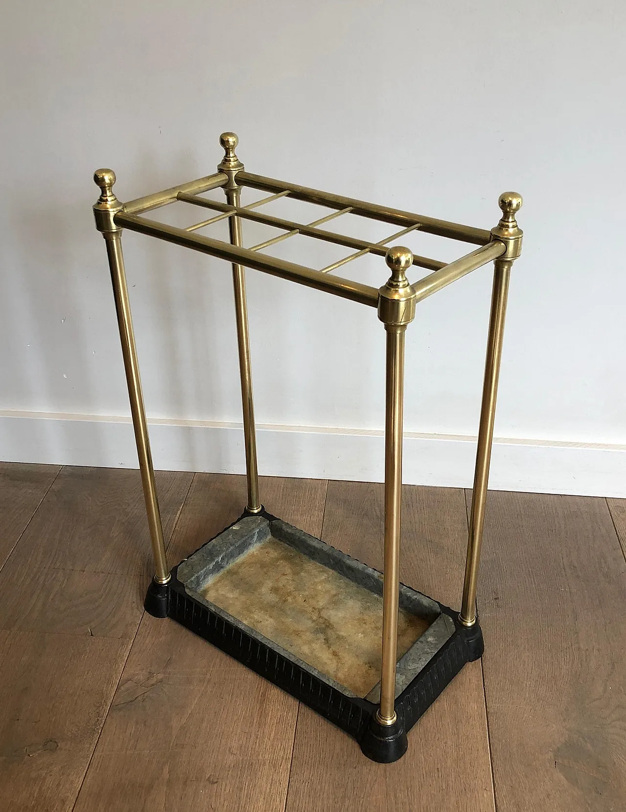 Rectangular brass and cast iron umbrella stand, early 20th century 20