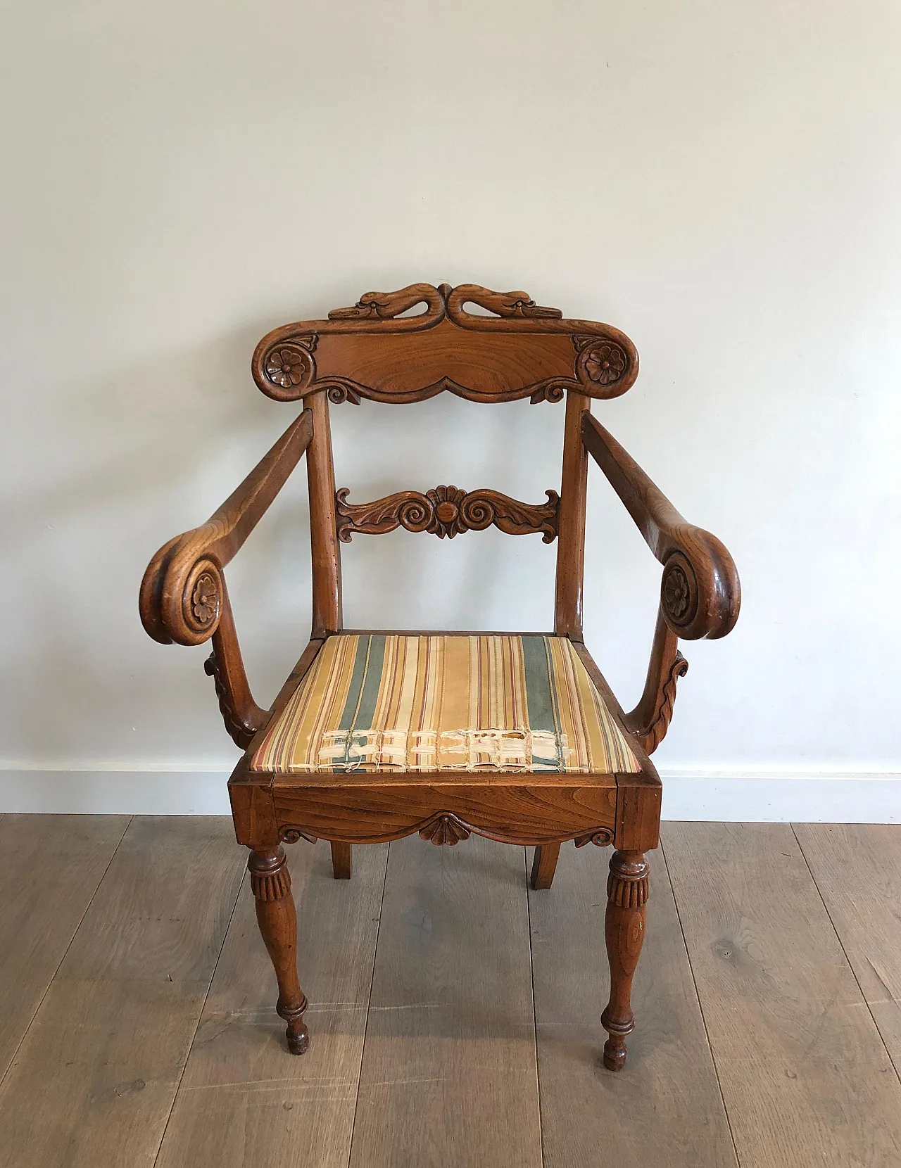 Mahogany office armchair with swan-neck decoration, 19th century 2