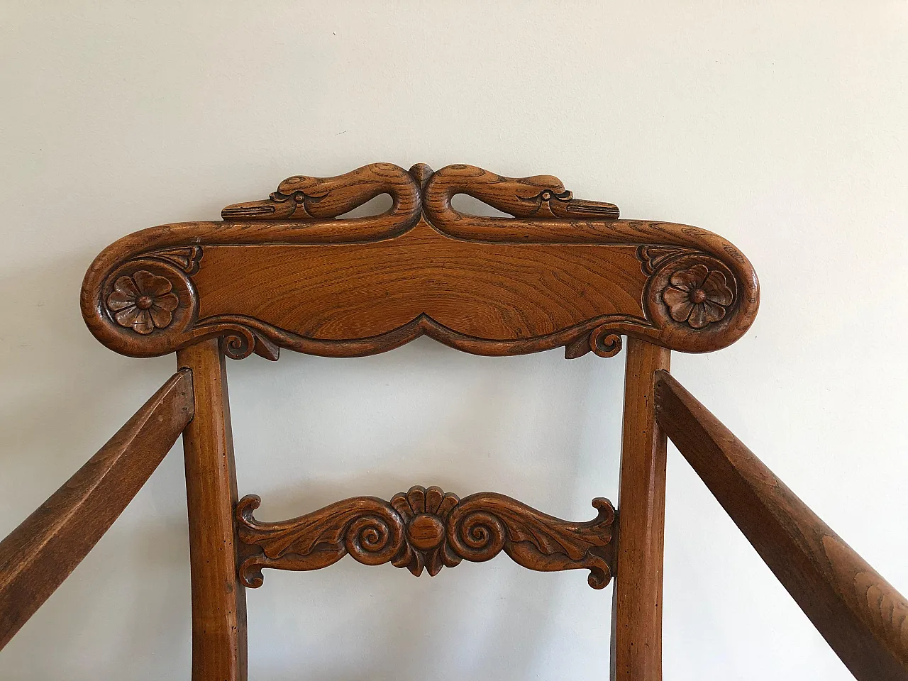 Mahogany office armchair with swan-neck decoration, 19th century 3