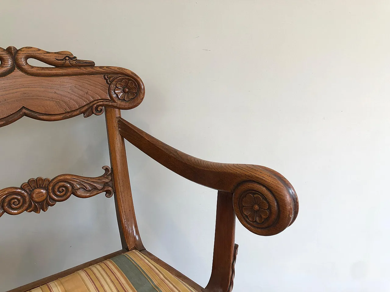 Mahogany office armchair with swan-neck decoration, 19th century 4