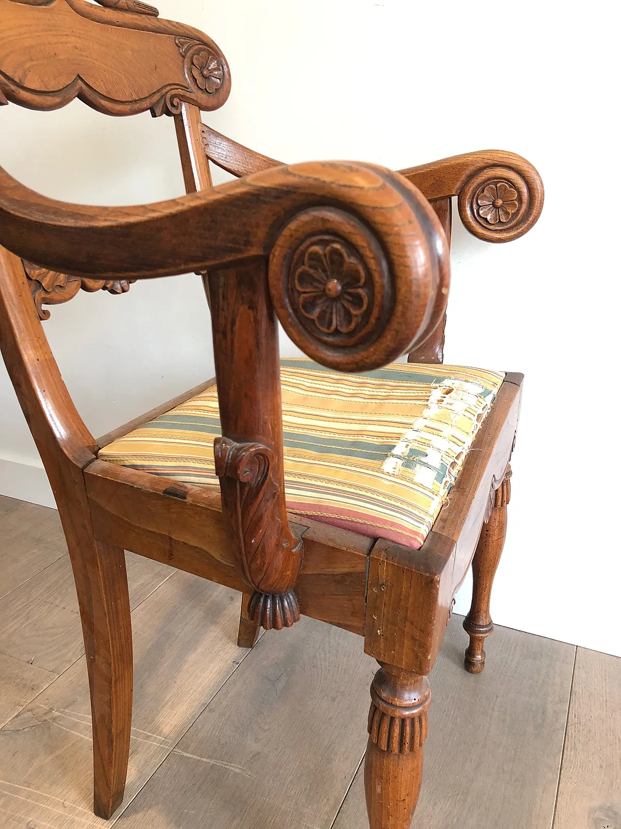 Mahogany office armchair with swan-neck decoration, 19th century 6