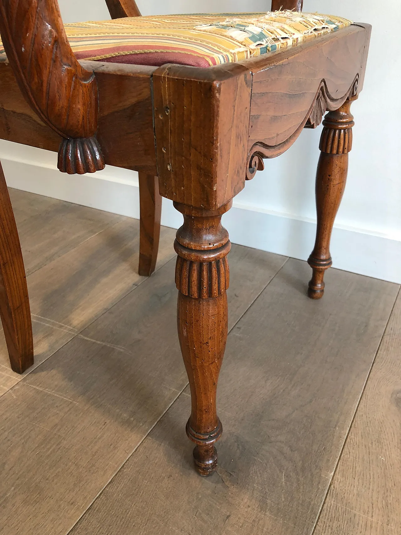 Mahogany office armchair with swan-neck decoration, 19th century 7