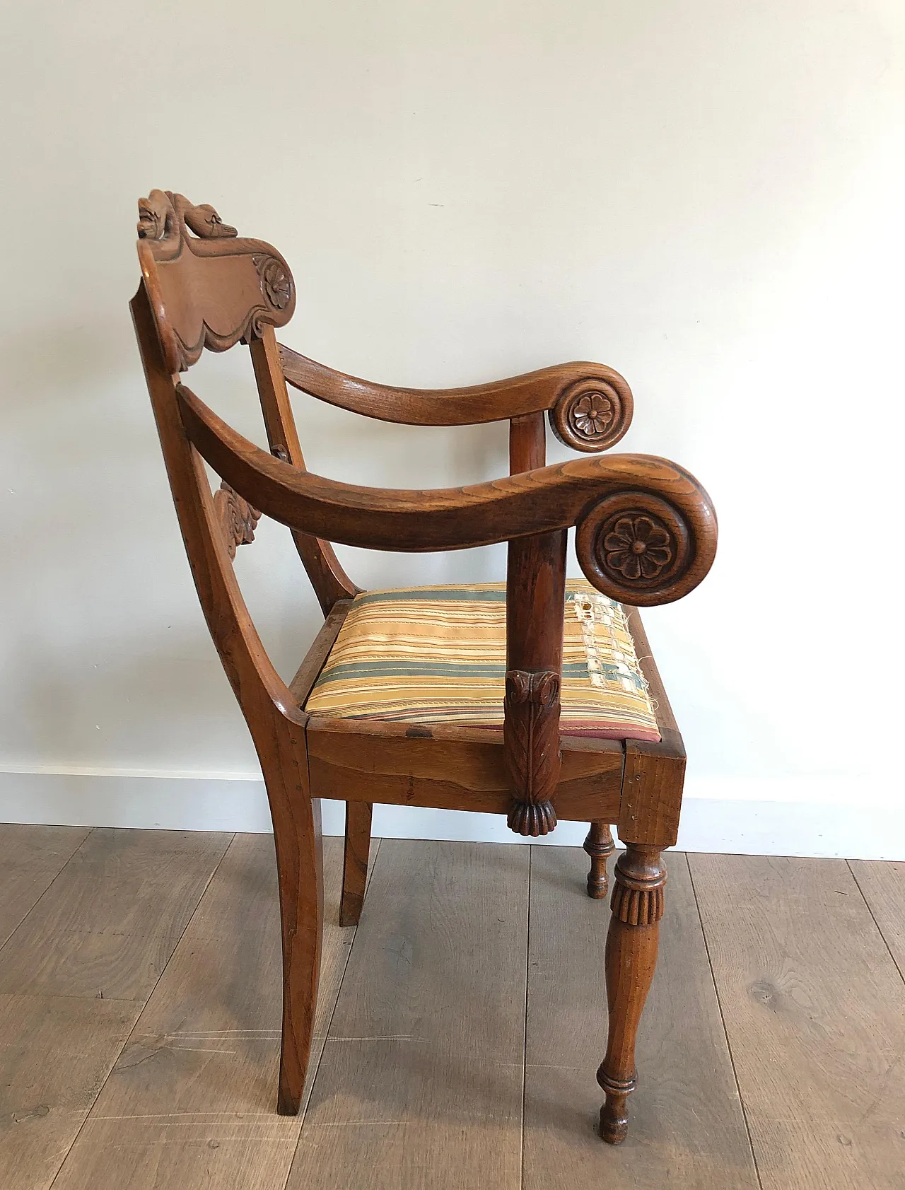 Mahogany office armchair with swan-neck decoration, 19th century 9