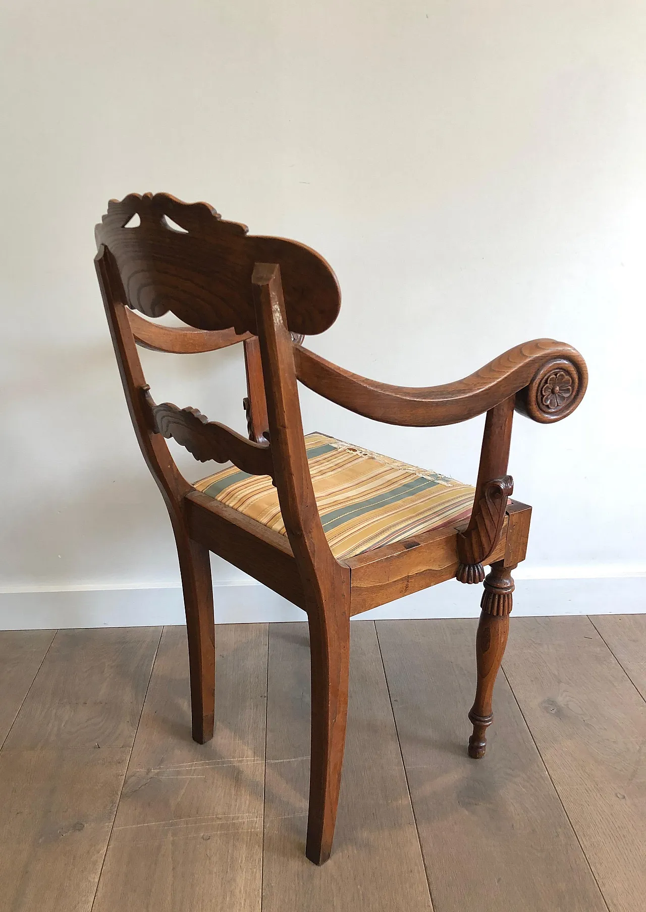 Mahogany office armchair with swan-neck decoration, 19th century 10