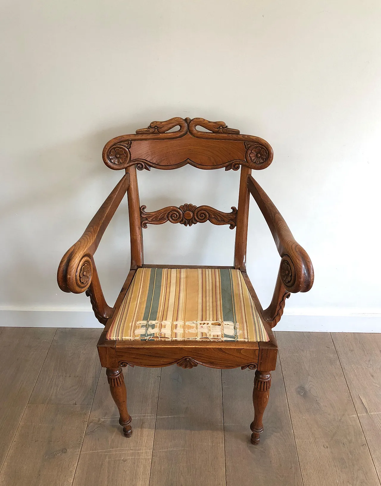 Mahogany office armchair with swan-neck decoration, 19th century 13