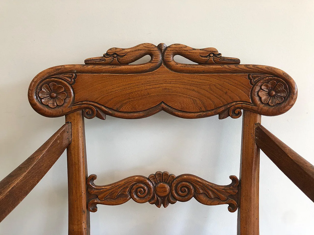 Mahogany office armchair with swan-neck decoration, 19th century 15