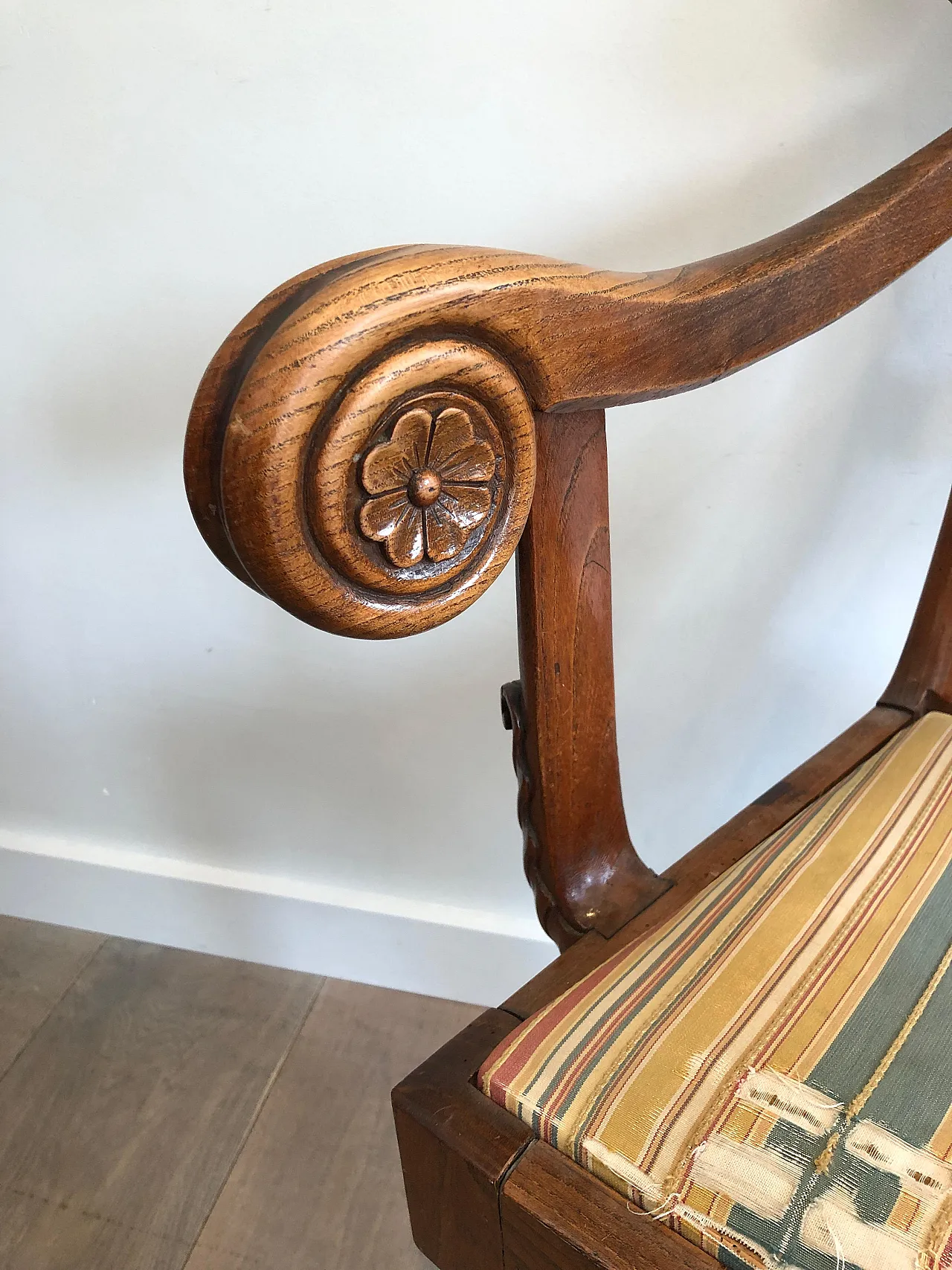 Mahogany office armchair with swan-neck decoration, 19th century 16