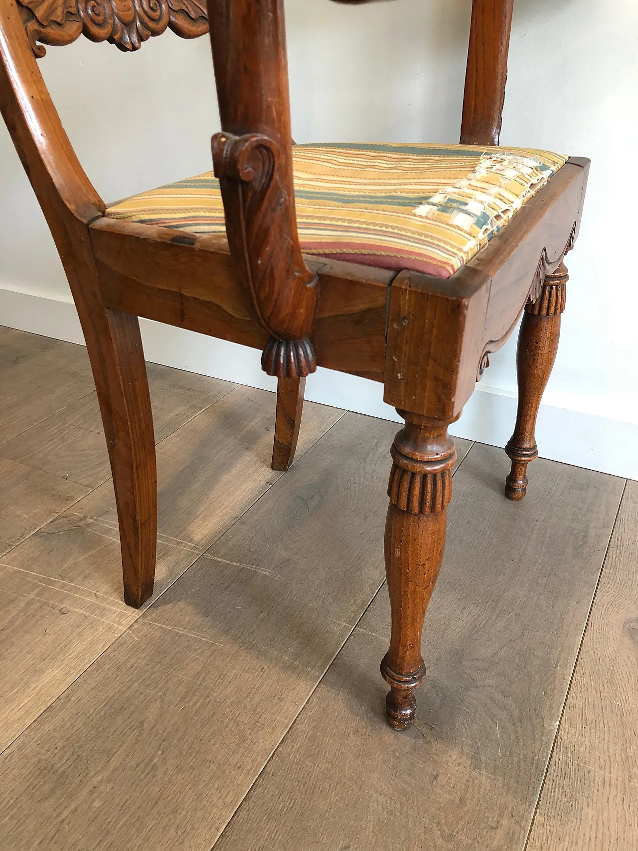 Mahogany office armchair with swan-neck decoration, 19th century 17