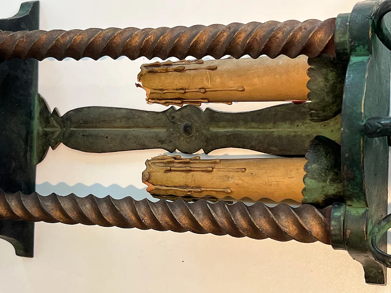 Pair of patinated wrought iron lanterns, 1940s 7