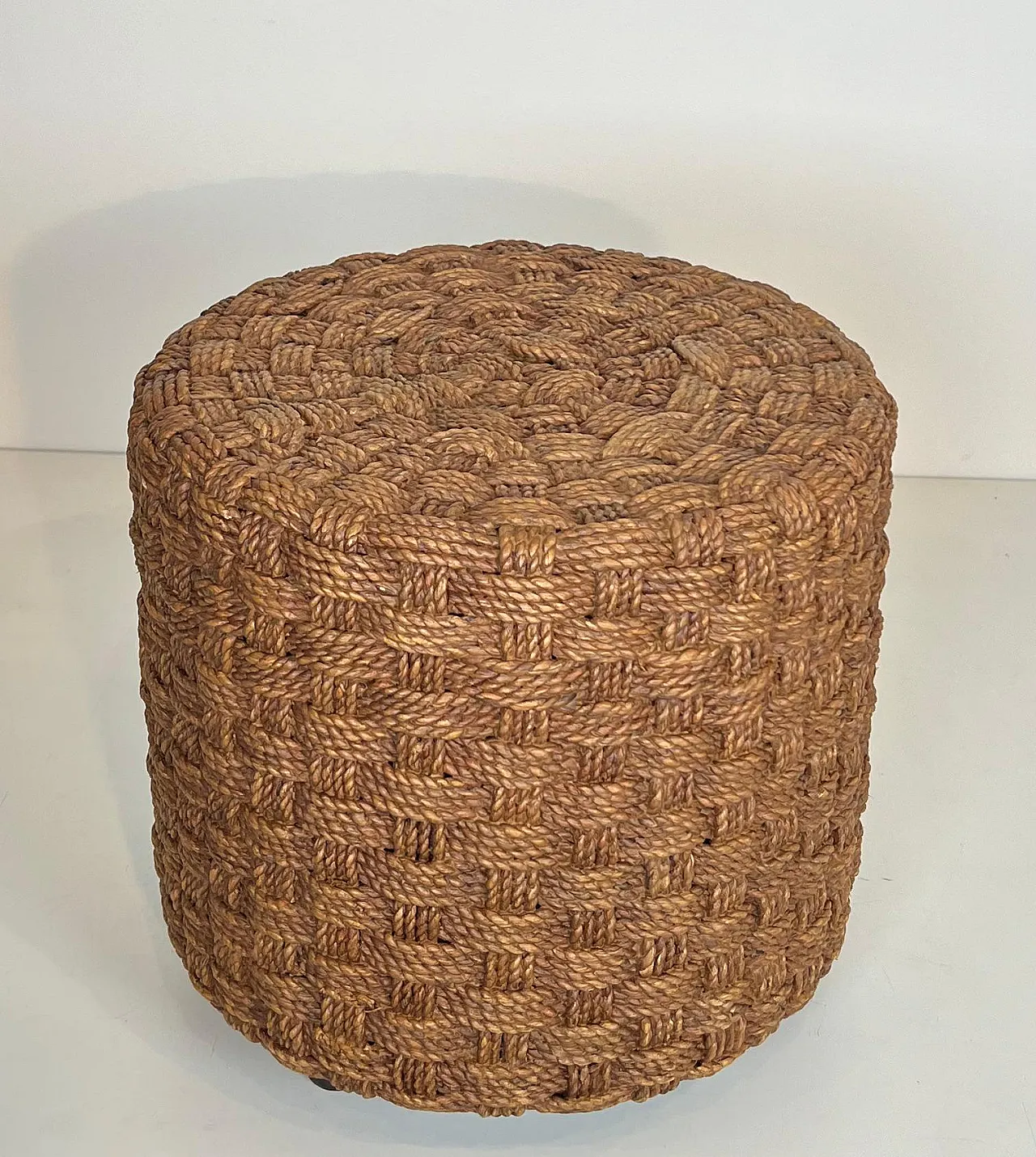 Pair of rope stools with round wooden feet, 1970s 4