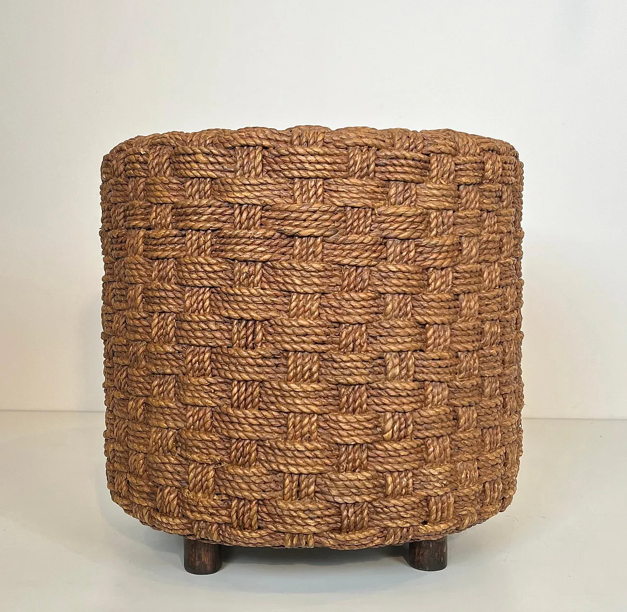 Pair of rope stools with round wooden feet, 1970s 5