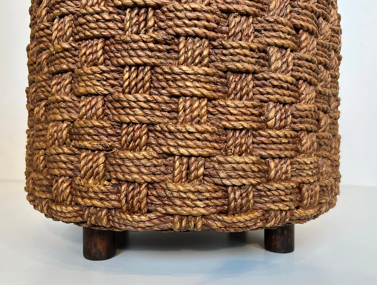 Pair of rope stools with round wooden feet, 1970s 10