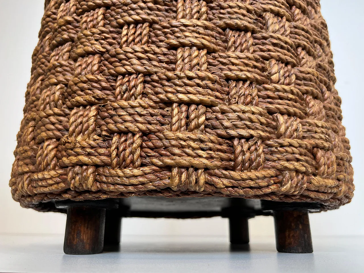 Pair of rope stools with round wooden feet, 1970s 11