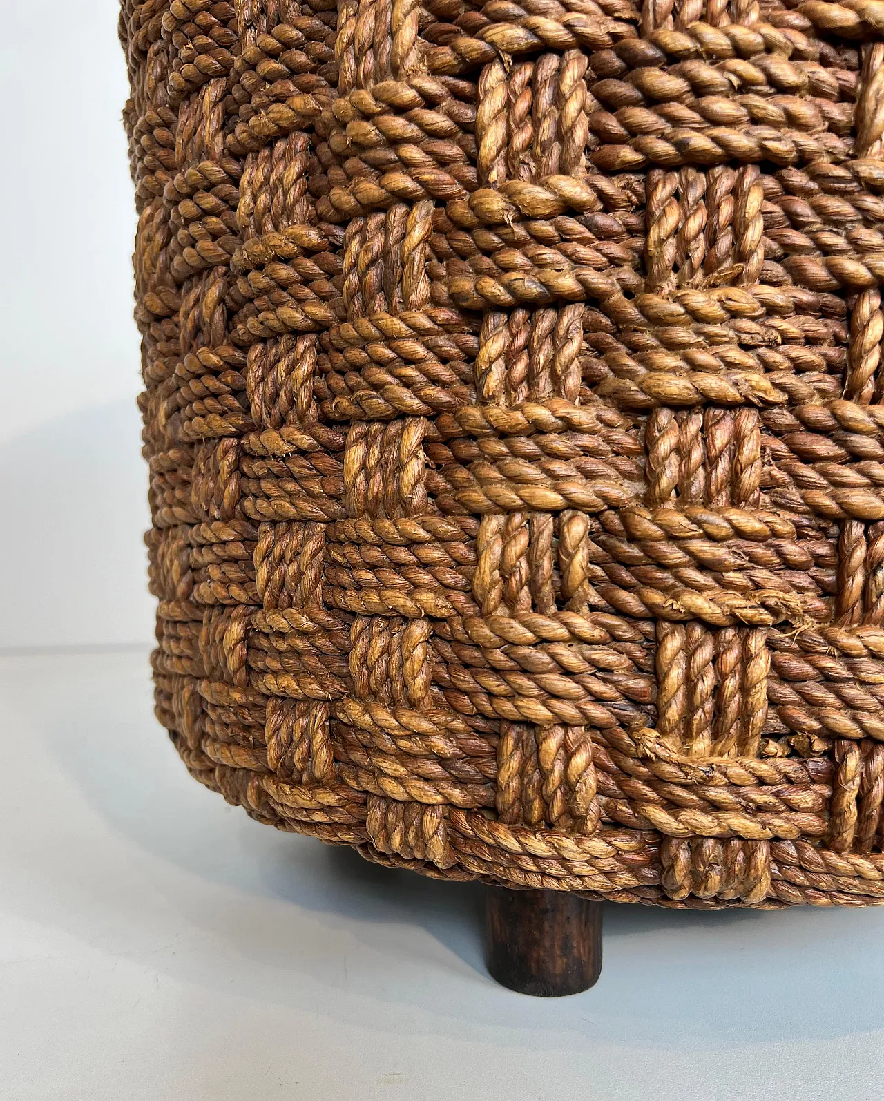 Pair of rope stools with round wooden feet, 1970s 14