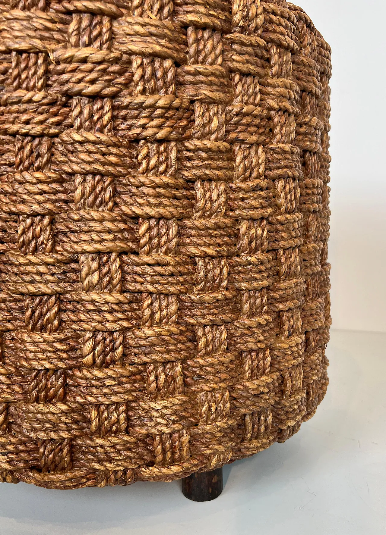 Pair of rope stools with round wooden feet, 1970s 16