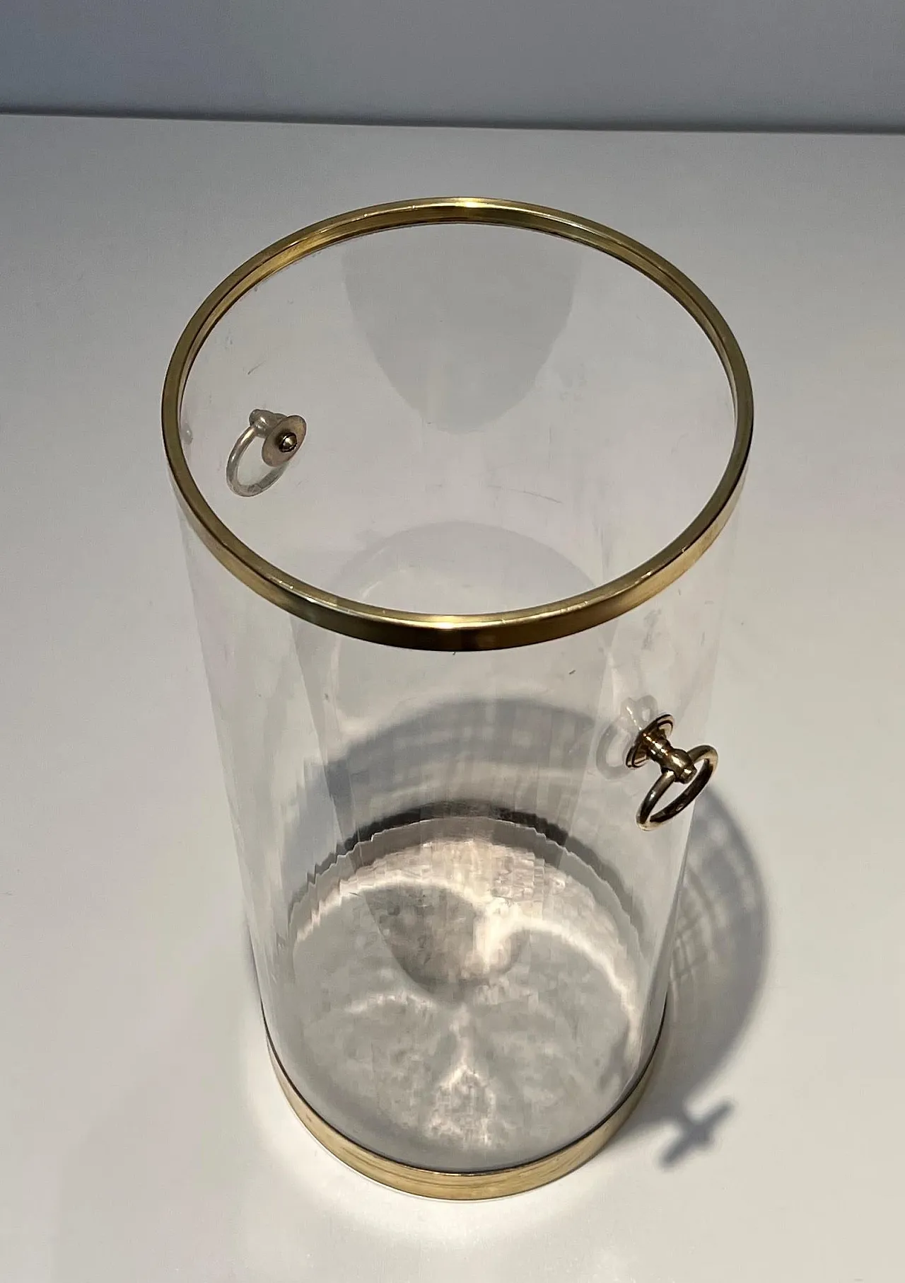 Round lucite and brass umbrella stand, 1970s 4