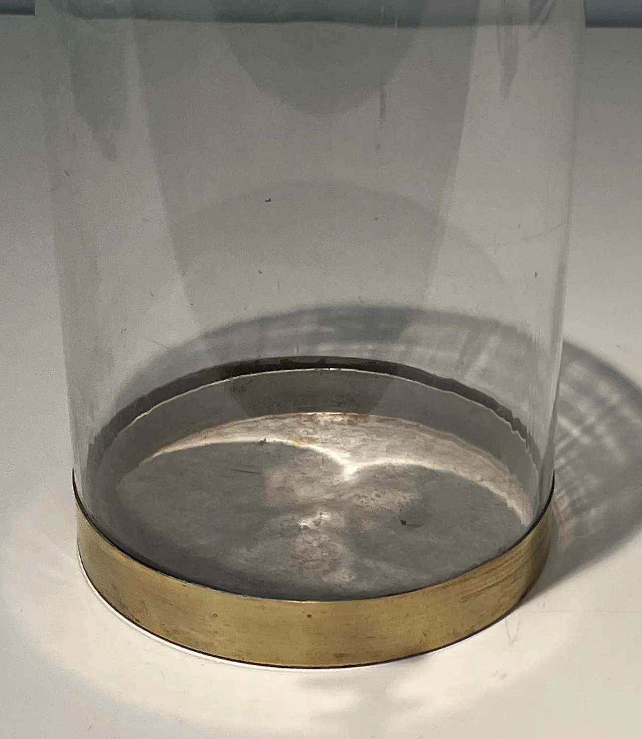 Round lucite and brass umbrella stand, 1970s 9