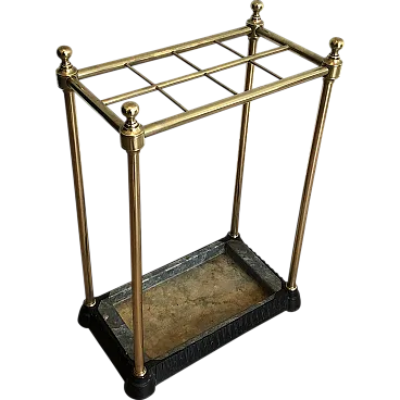 Rectangular brass and cast iron umbrella stand, early 20th century