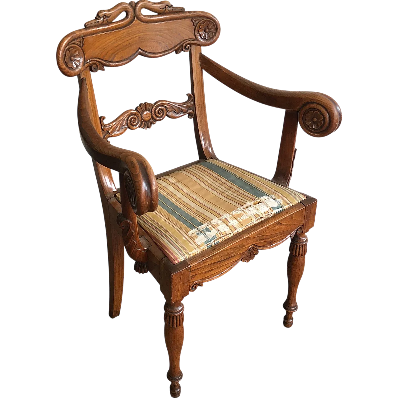 Mahogany office armchair with swan-neck decoration, 19th century 21