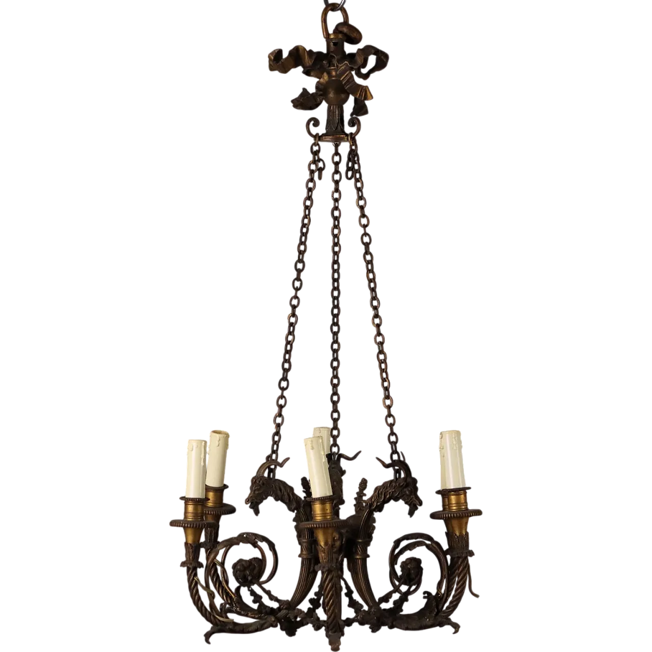 Neoclassical bronze chandelier, 20th century 10