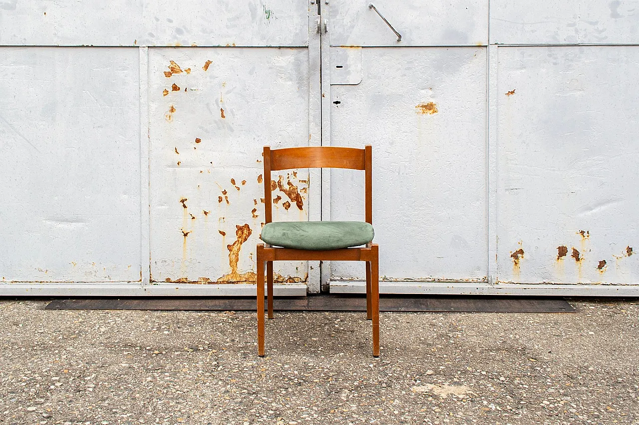 4 Wood and fabric chairs by G. Frattini for Cassina, 1960s 3