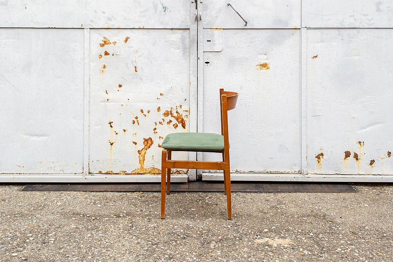 4 Wood and fabric chairs by G. Frattini for Cassina, 1960s 4