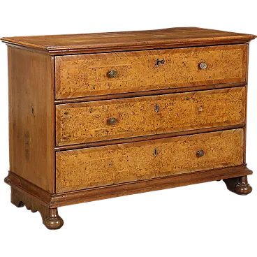 Walnut chest of 3 drawers, 17th century