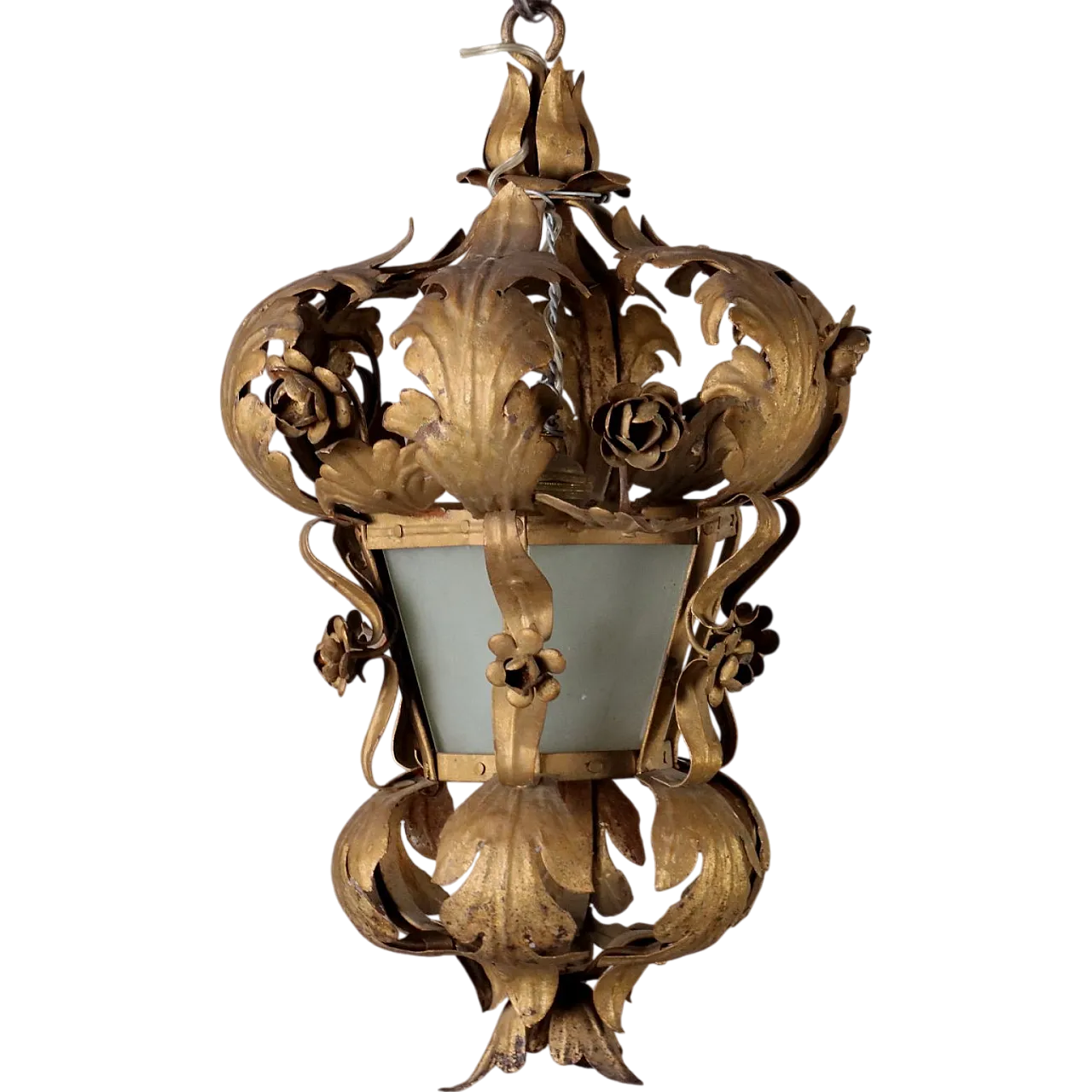 Gilded iron and glass chandelier, late 19th century 6