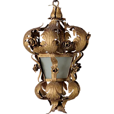 Gilded iron and glass chandelier, late 19th century