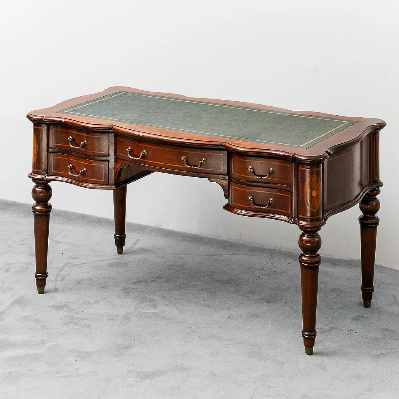 Desk in solid wood and leather, 1950s 1