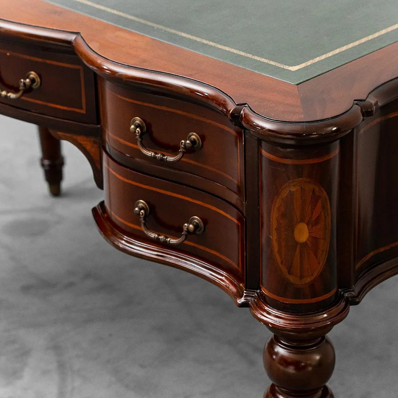 Desk in solid wood and leather, 1950s 3