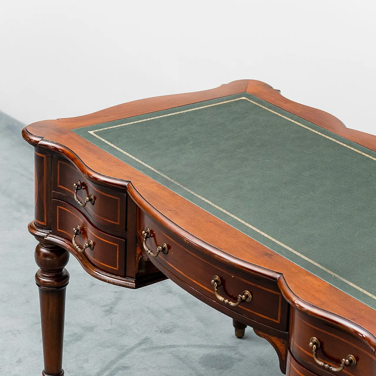 Desk in solid wood and leather, 1950s 4