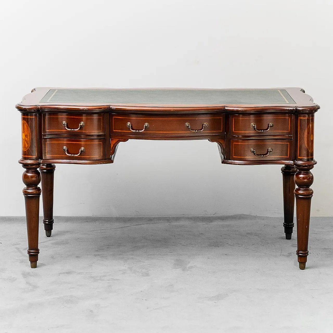 Desk in solid wood and leather, 1950s 7