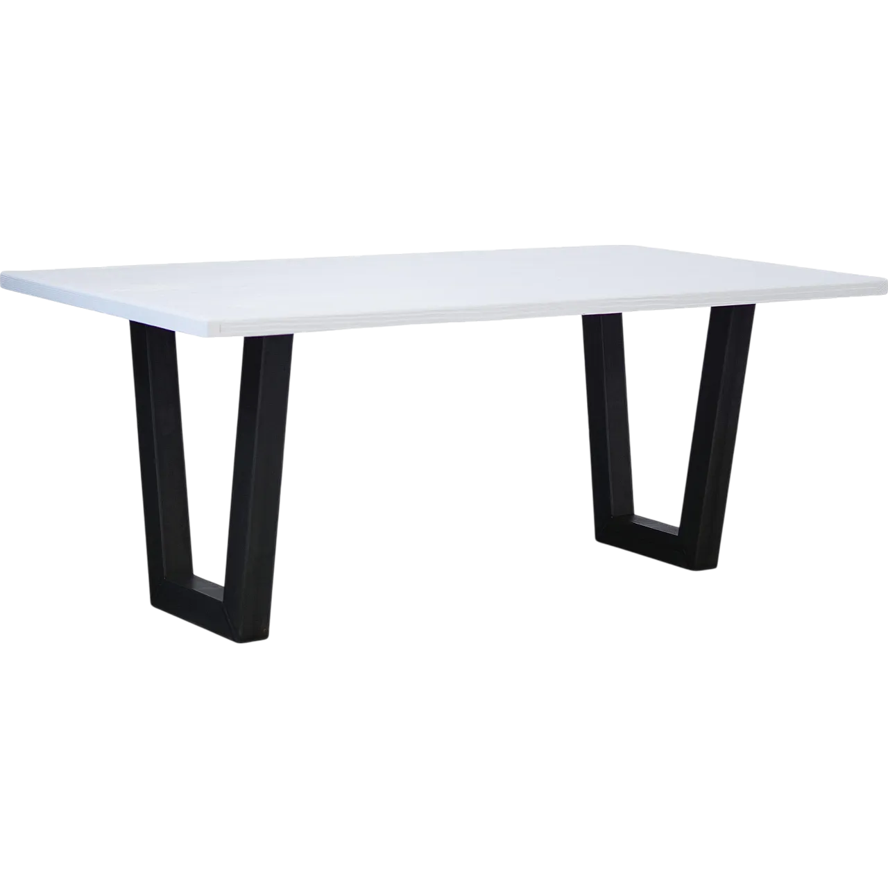 Handcrafted white lacquered brushed fir table with iron legs, 2020 9