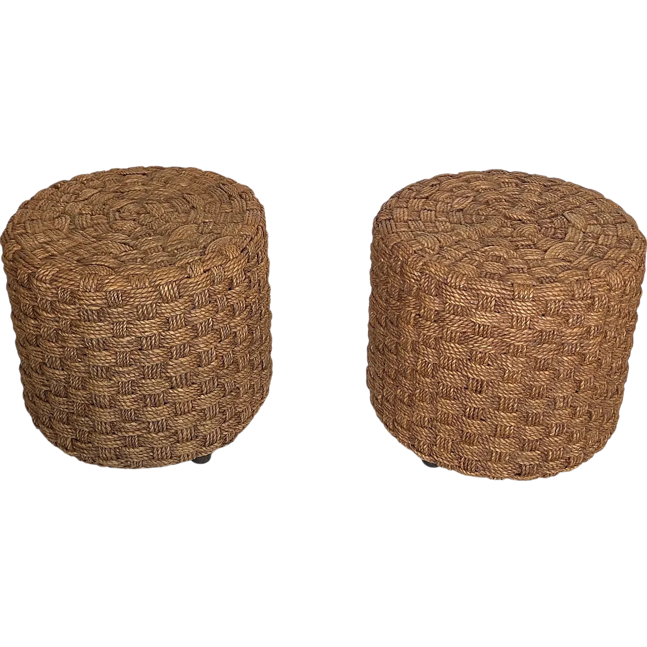 Pair of rope stools with round wooden feet, 1970s 21