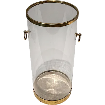 Round lucite and brass umbrella stand, 1970s