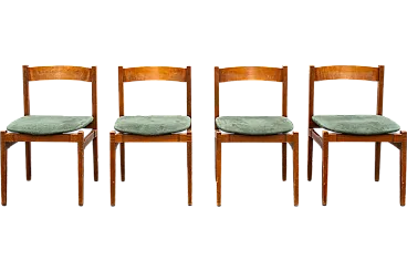 4 Wood and fabric chairs by G. Frattini for Cassina, 1960s