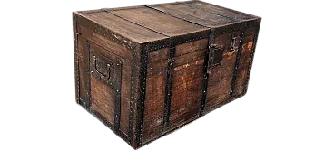 Oak chest with iron reinforcements, 19th century