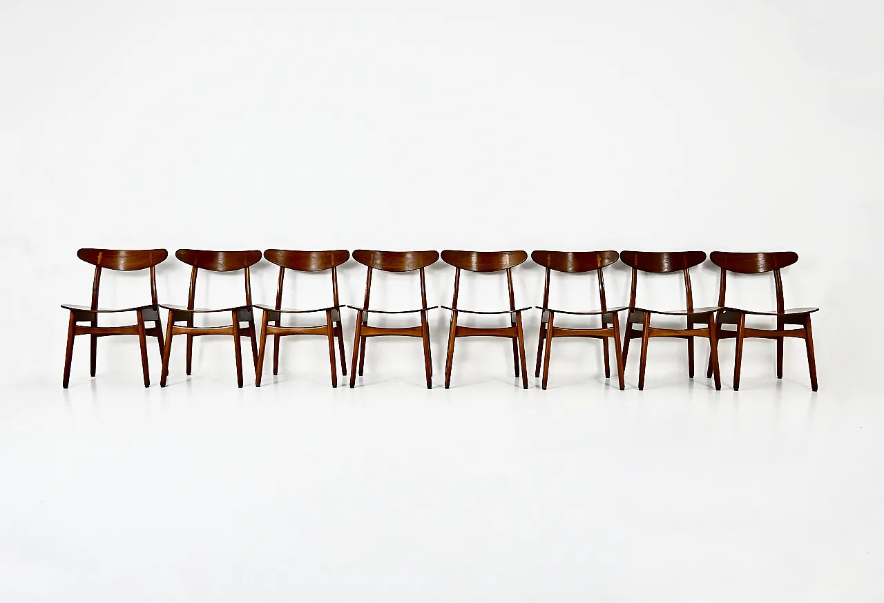 8 chairs "CH30" by H. J. Wegner for Carl Hansen & Son, 1950s 3