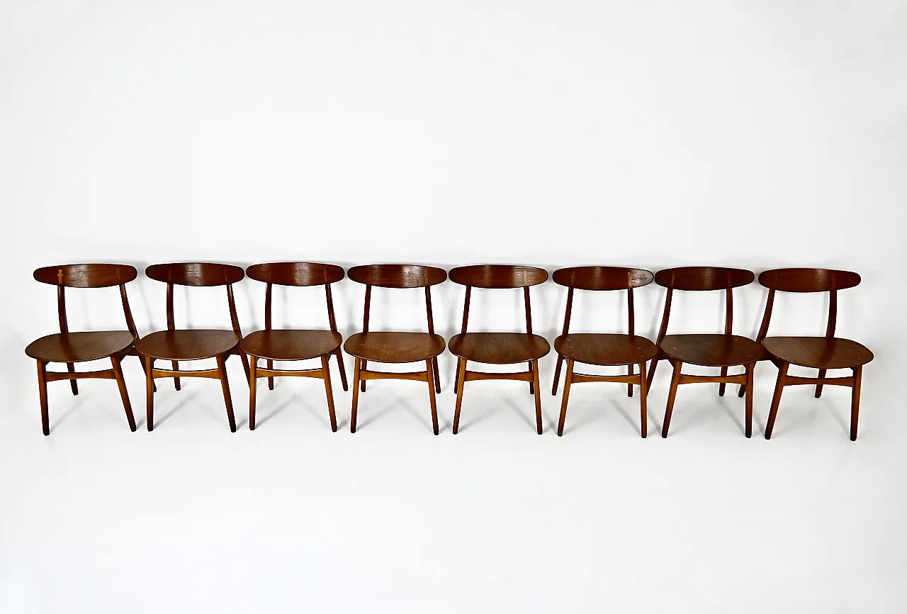 8 chairs "CH30" by H. J. Wegner for Carl Hansen & Son, 1950s 6