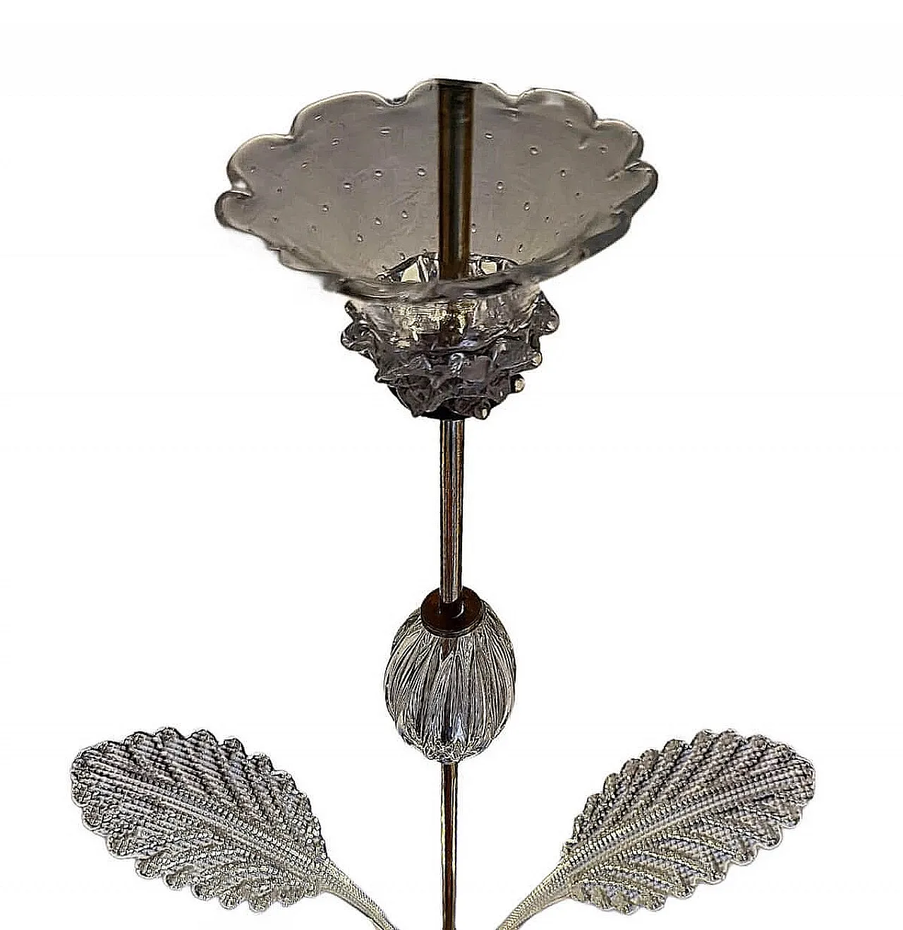 Three-light Murano glass Chandelier, 1940s 4