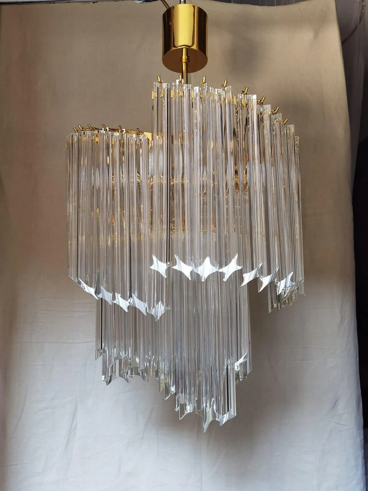 Lampadario in vetro di Murano con Quadriedri, anni '70 1