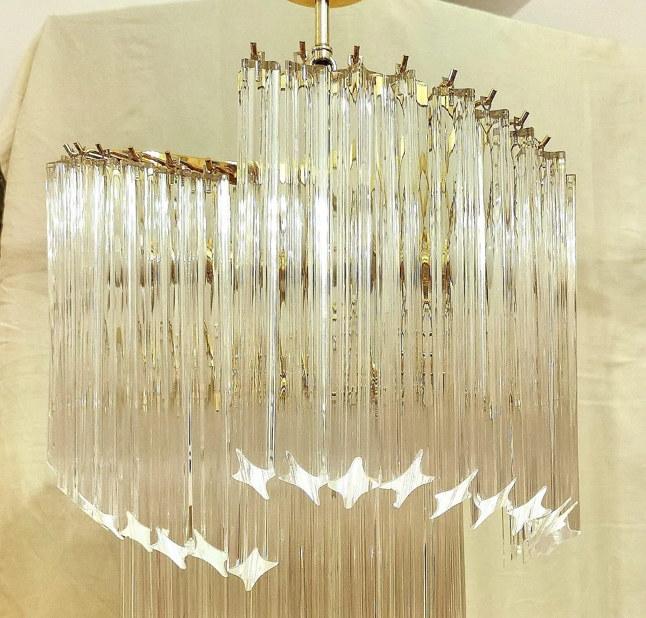 Lampadario in vetro di Murano con Quadriedri, anni '70 4