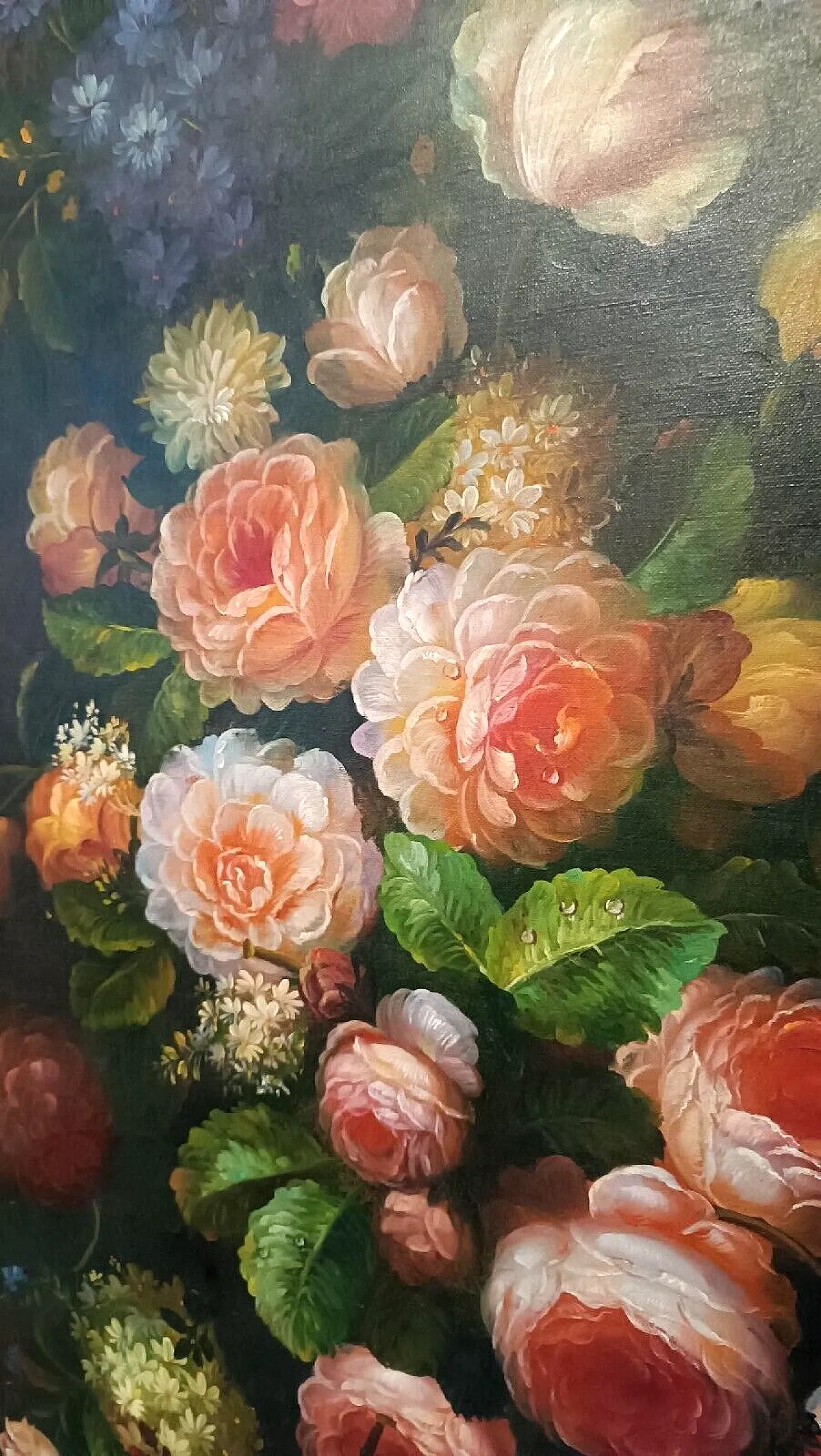 Flower painting, oil on canvas with gilt frame, 1970s 7