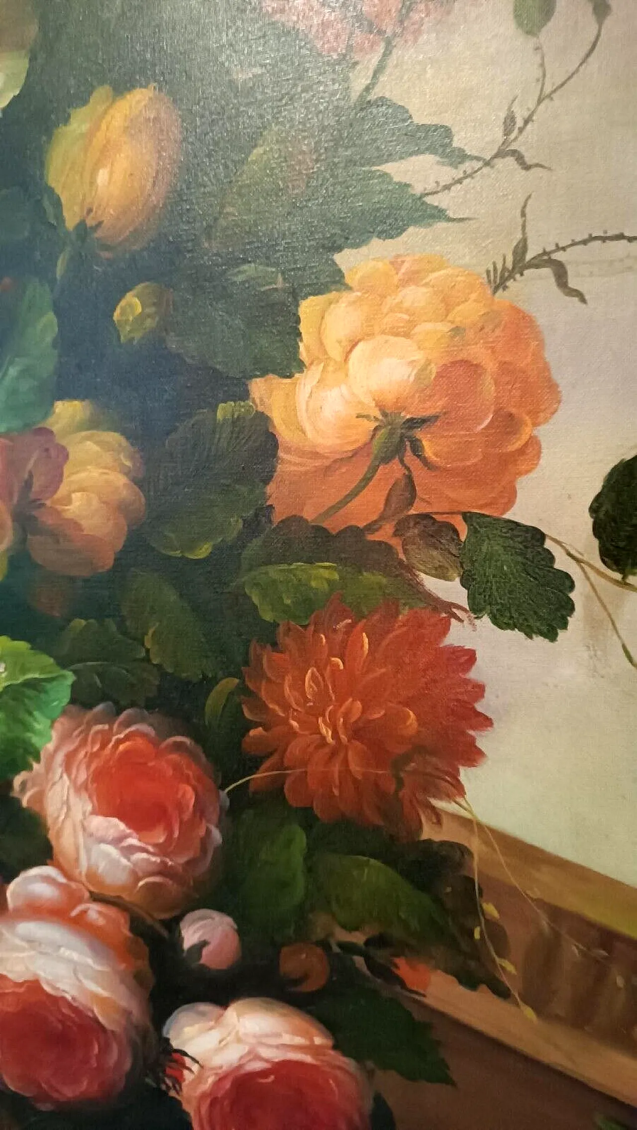 Flower painting, oil on canvas with gilt frame, 1970s 9