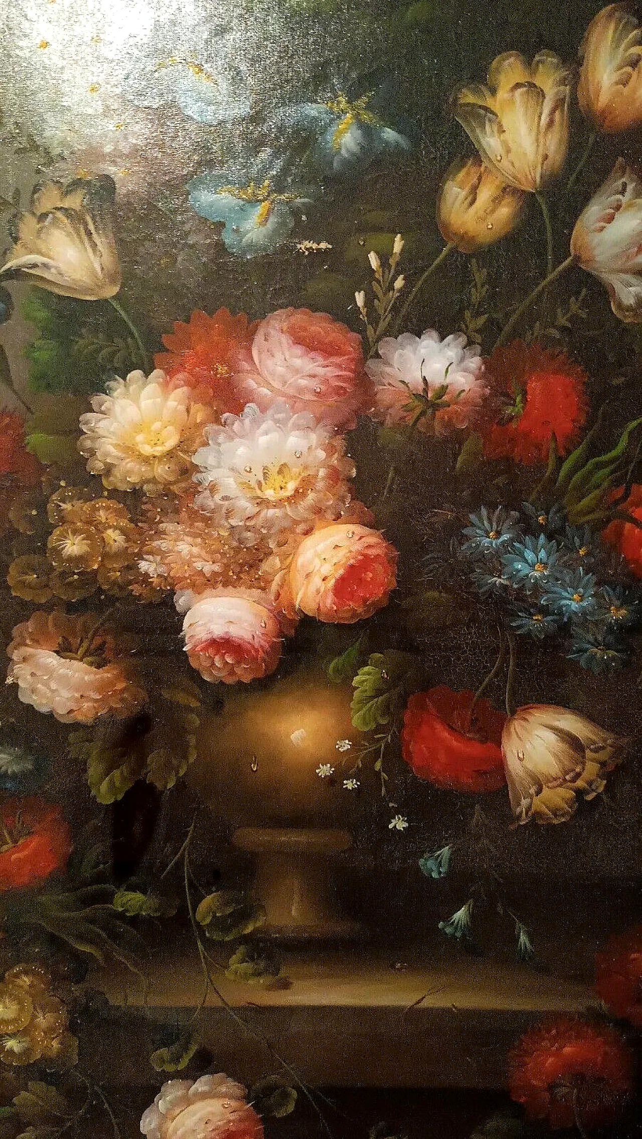 Flower painting, oil on canvas with gilt frame, 1950s 9