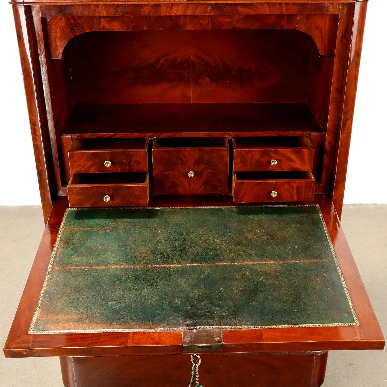 Secretaire Carlo X in mogano con 4 cassetti, '800 9