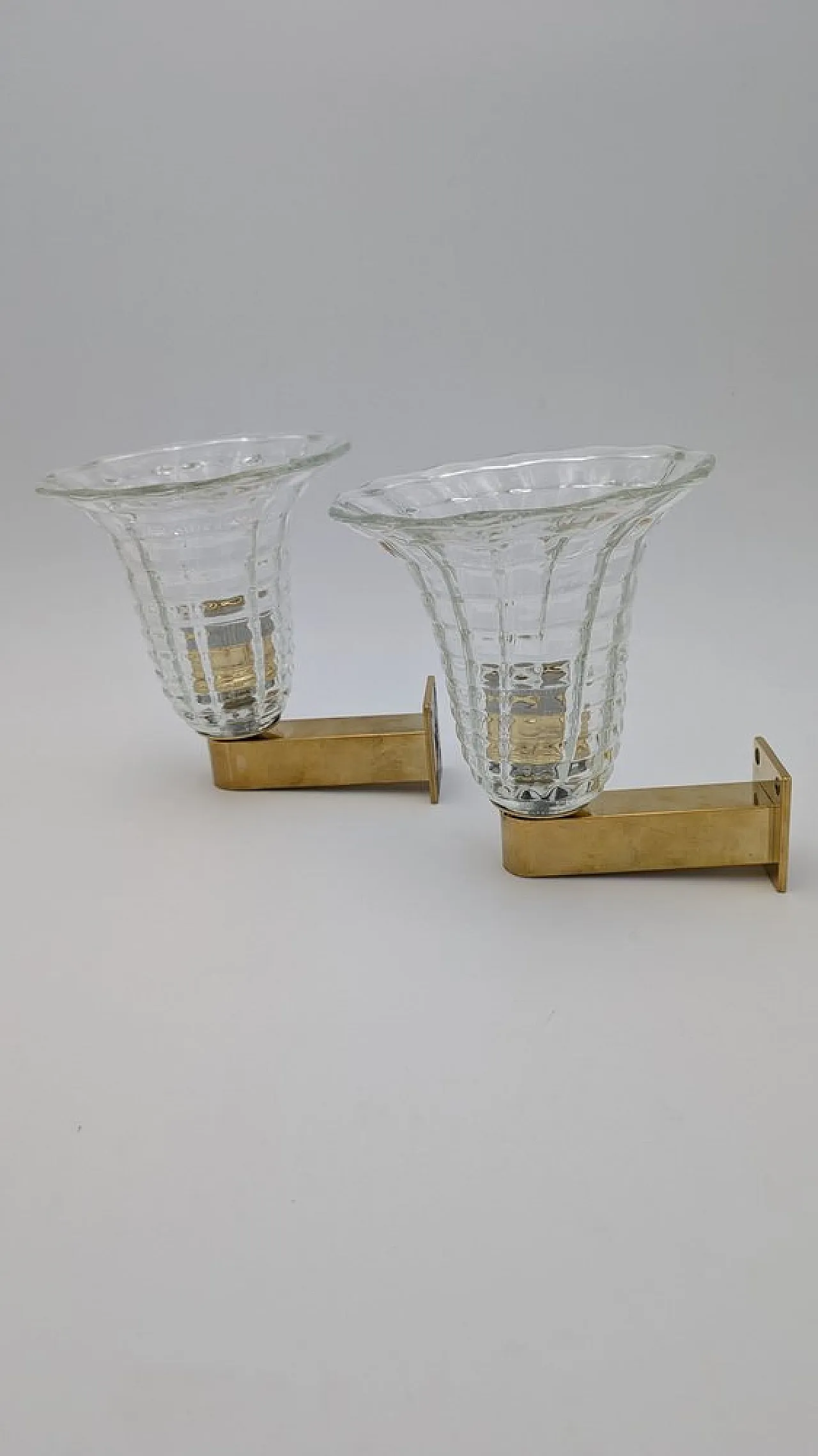 Pair of wall lamps attributed to Barovier, 1950s 3