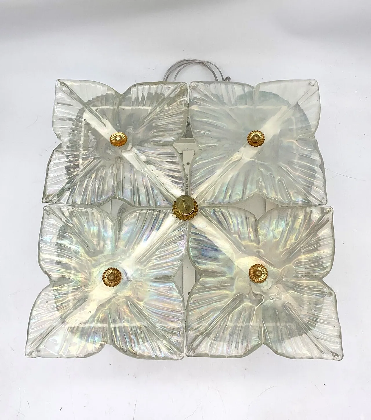 Applique con fiori in vetro di Murano di Seguso A.V., anni '60 2