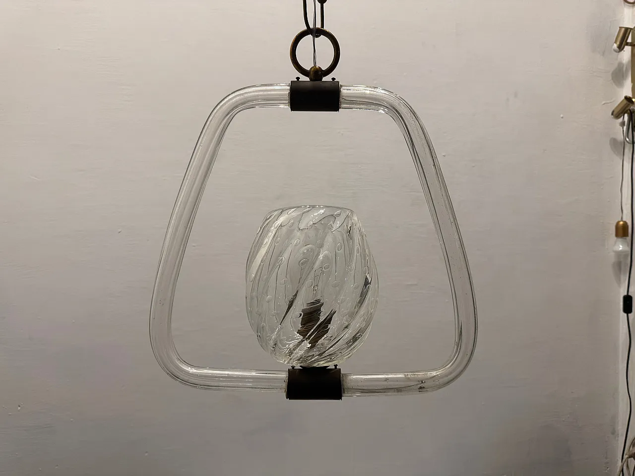 Murano Glass Pendant Light by Ercole Barovier, 1940s 3